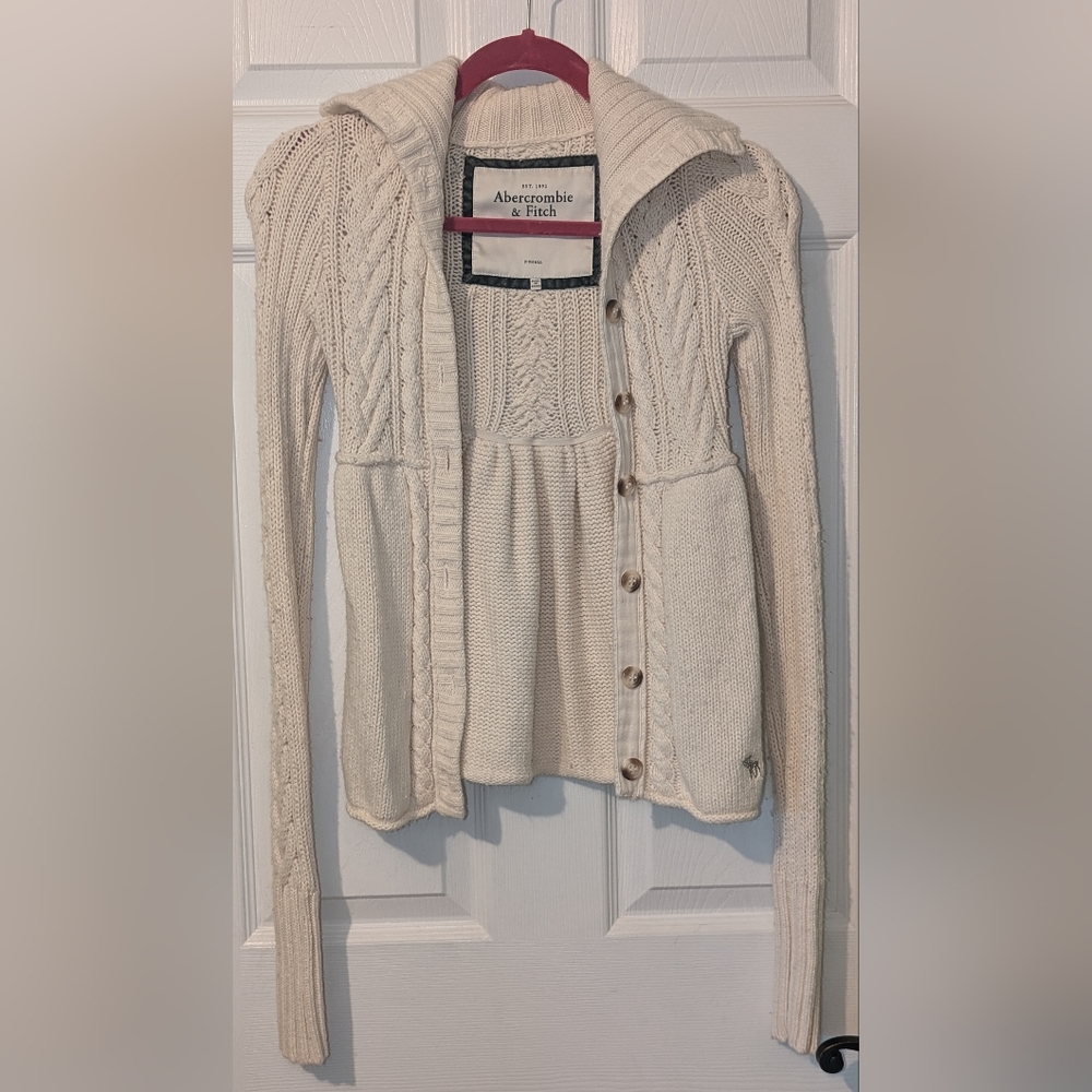 Y2K Abercrombie & Fitch beige oatmeal babydoll cardigan xs Bella Swan-Twilight